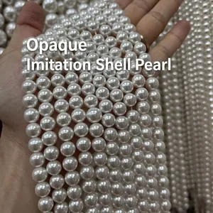 Strands of opaque high-gloss white imitation shell pearls for DIY jewelry