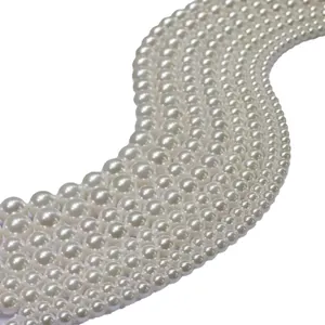 Premium high-luster white round shell pearl loose beads strands for DIY jewelry making