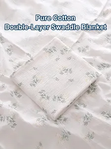 Couverture d'Emmaillotage en Mousseline pour Nouveau-né Pur Coton Classe A Double Couche Gaze Gaufrée Douce Respirante
