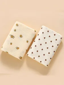 Lot de 2 couvertures d'emmaillotage en mousseline de coton bio avec motifs citron et cœur