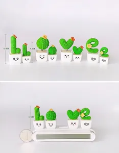Detailed size comparison of creative resin cactus LOVE miniature car dashboard ornaments