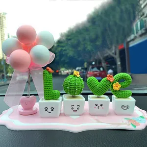 Creative Resin Cactus Succulent Ornaments With LOVE Letter Design For Car Interior Desktop Decor Valentine's Day Gift