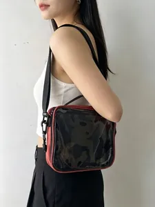 Transparent badge display crossbody bag for medal and pin collection, dustproof design