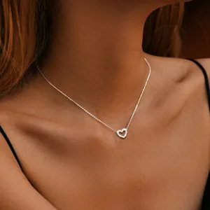 Collana Con Pendente A Cuore Svuotato In Argento Sterling 925 Per Donna Intarsio In Zirconia Stile Dolce Regalo Gioielli Di Moda