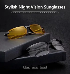 Detail of photochromic night vision sunglasses for driving and outdoor sports