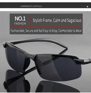 Detail view of stylish black polarized sunglasses for driving and outdoor sports