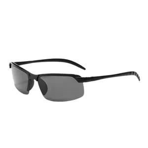 Sporty photochromic sunglasses for driving, stylish semi-rimless design for men and women.