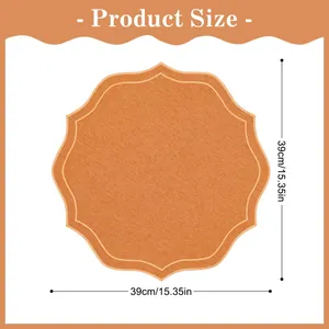 Vue détaillée d'un set de table en lin orange avec dimensions exactes de 39 cm de diamètre.