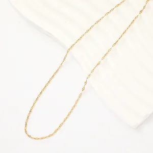 Close-up of a gold-plated stainless steel lip chain necklace for DIY jewelry making