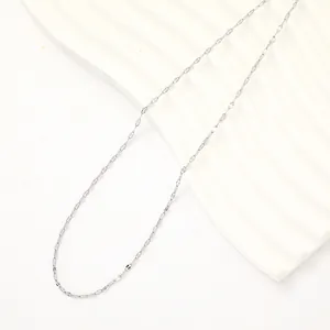 Close-up of a minimalist silver stainless steel lip chain necklace for women