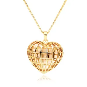 Exquisite 18K gold plated heart-shaped hollow lattice pendant necklace with delicate chain