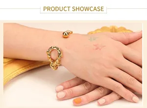 Chunky 18K gold-plated irregular open bangle with unique knotted design for women