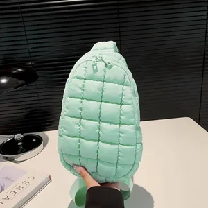 Borsa da Petto in Nylon Trapuntato Leggero da Donna Estate Casual Plissettata Puffer Borsa a Tracolla Cinghia Regolabile Borsa da Viaggio