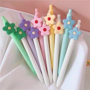 Korean Style 0.5 Flower Gel Pen Black Ink Signature Pen For Office School Stationery Cute Minimalist Plastic Writing Pen
