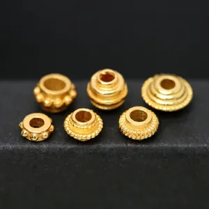 Detailed view of S925 sterling silver gold-plated ancient gold style jewelry spacers