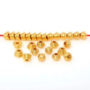 S925 Sterling Silver Gold Plated UFO Spacer Beads Vintage Engraved Spiral Tower Spacers DIY Jewelry Making Findings Accessories