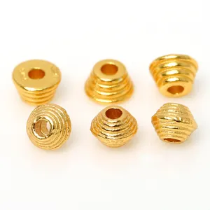 Assorted S925 sterling silver gold-plated engraved spacer beads for DIY jewelry making