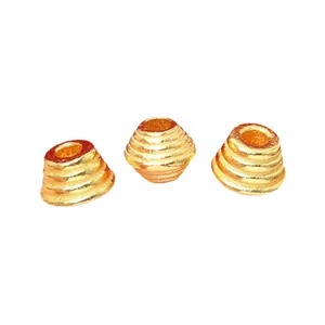 S925 sterling silver gold-plated threaded tower spacer beads for DIY jewelry bracelets