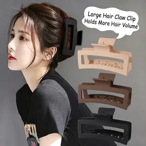 Minimalist Frosted Plastic Rectangle Hair Claw Large Shark Clip For Women Thick Hair Simple Solid Color Matte Hair Grips Accessories