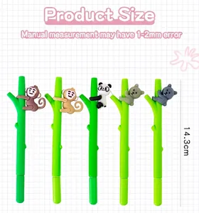 Detail of 14.3cm bamboo-shaped panda gel pens for school and office