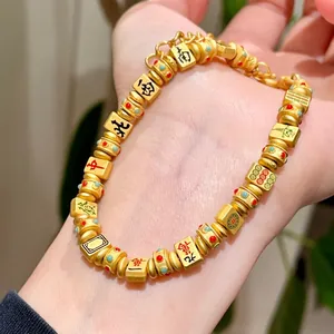 Neuer Chinesischer Stil Dreizehn Waisen Mahjong Armband Gold Überzogene Legierung Retro Minimalistische Fliesen Damen Schmuck