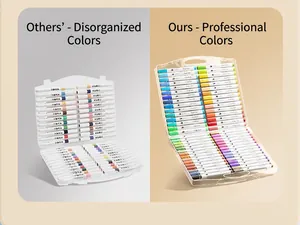 Detailed comparison of colorful washable acrylic markers in a clear flat box case