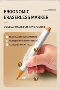 Close-up of children's ergonomic marker pen showing correct finger positioning and grip