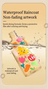 Waterproof effect of quick-dry acrylic markers on a glass bottle underwater