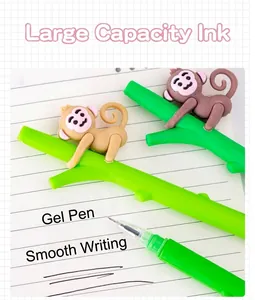 Creative monkey-shaped gel pen with branch design for smooth writing and large capacity