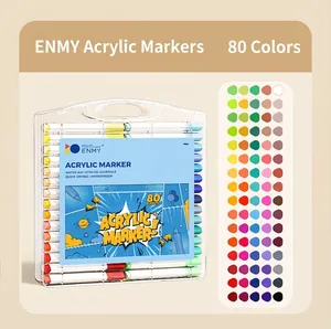 Professional 80 colors acrylic marker pen set in portable transparent carrying case