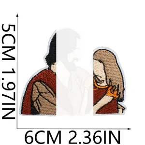 Detailansicht religiöser Jesus-Stickaufnäher zum Aufbügeln, Maße 6cm x 5cm Größe
