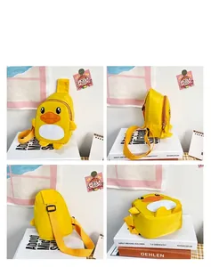 Vues détaillées d'un sac bandoulière mignon canard jaune pour enfants et bébés