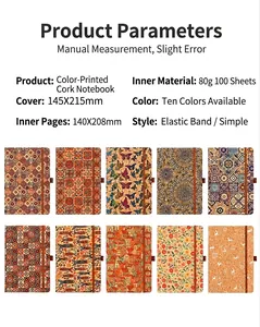 Selection of ten vintage Bohemian style cork notebooks with diverse patterns and sizes