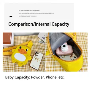 Capacité intérieure et comparaison de taille du sac canard jaune pour enfants.