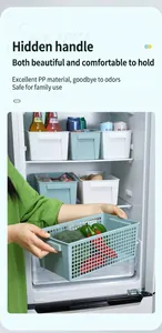 Durable hollowed plastic storage basket for organized refrigerator and pantry storage