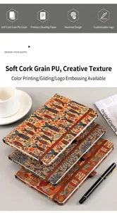 Vintage Bohemian style cork notebooks featuring colorful fish and mandala patterns