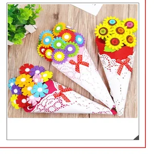 Colorful handmade DIY button flower bouquet craft material kit for kids creative gifts