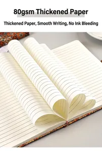 Close-up view of 80g thickened paper in a vintage cork notebook showing texture