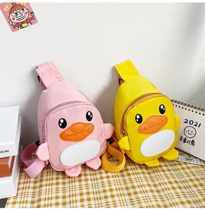 Sac à bandoulière mignon en forme de canard pour tout-petits en rose et jaune vif