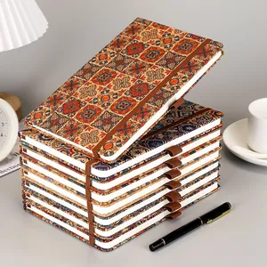 Eco-friendly vintage Bohemian printed cork notebook with elastic band for journaling