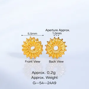 Perles d'espacement soleil dorées pour bijoux DIY, diamètre 5,5 mm, trou de 1,0 mm.