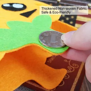 Close-up detail of thickened non-woven felt material for DIY Halloween pumpkin candy bag