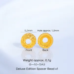 Vue détaillée de perles d'espacement fleur creuse dorées pour bijoux DIY taille 5,0 mm
