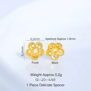 Perle d'espacement fleur creuse plaquée or 6,5 mm pour création de bijoux