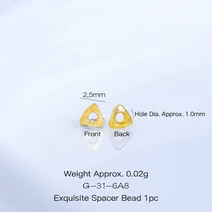 Perle d'espacement triangulaire dorée DIY en or de sable 2,5mm avec trou de 1,0mm