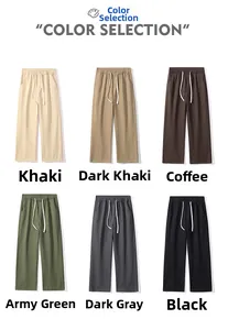Color selection overview for men's loose straight cotton casual pants in six variants
