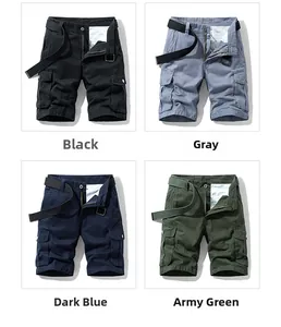Vierfarbige Kollektion von Cargo-Shorts für Herren aus Baumwolle mit vielen Seitentaschen