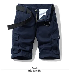 Herren Cargo-Shorts in Dunkelblau mit Multi-Taschen-Design und schwarzem Gürtel