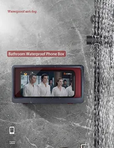 Caja impermeable de pared para teléfono de baño con pantalla táctil y función antivaho