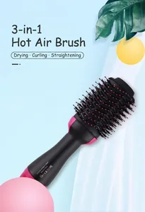 3-in-1 hot air brush and hair dryer for drying, curling, and straightening hair.